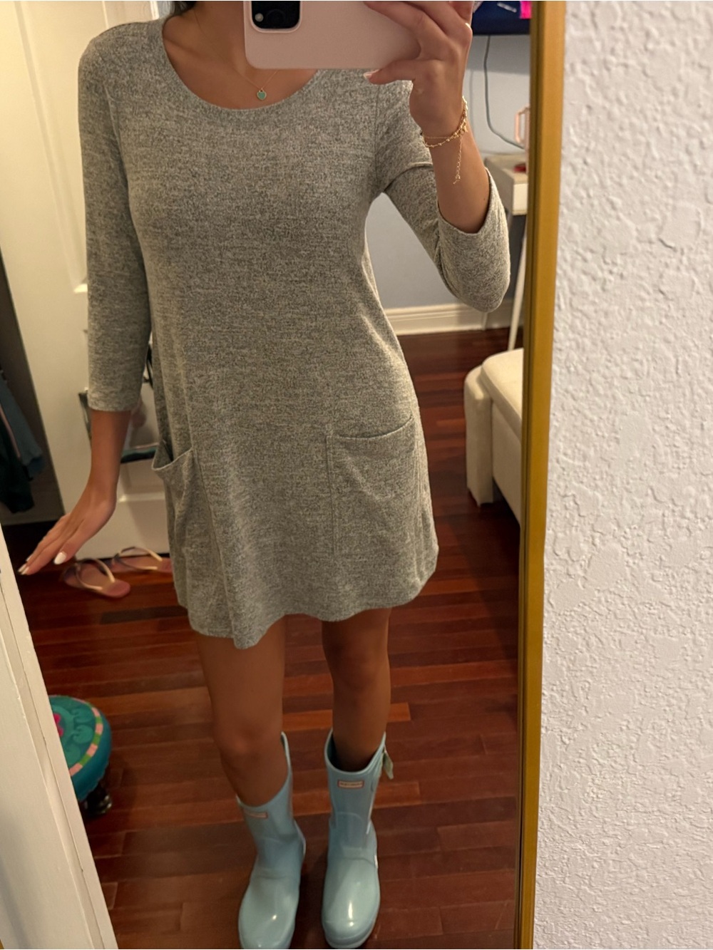 Abercrombie & Fitch Heather Gray Pocket Knit Mini Dress